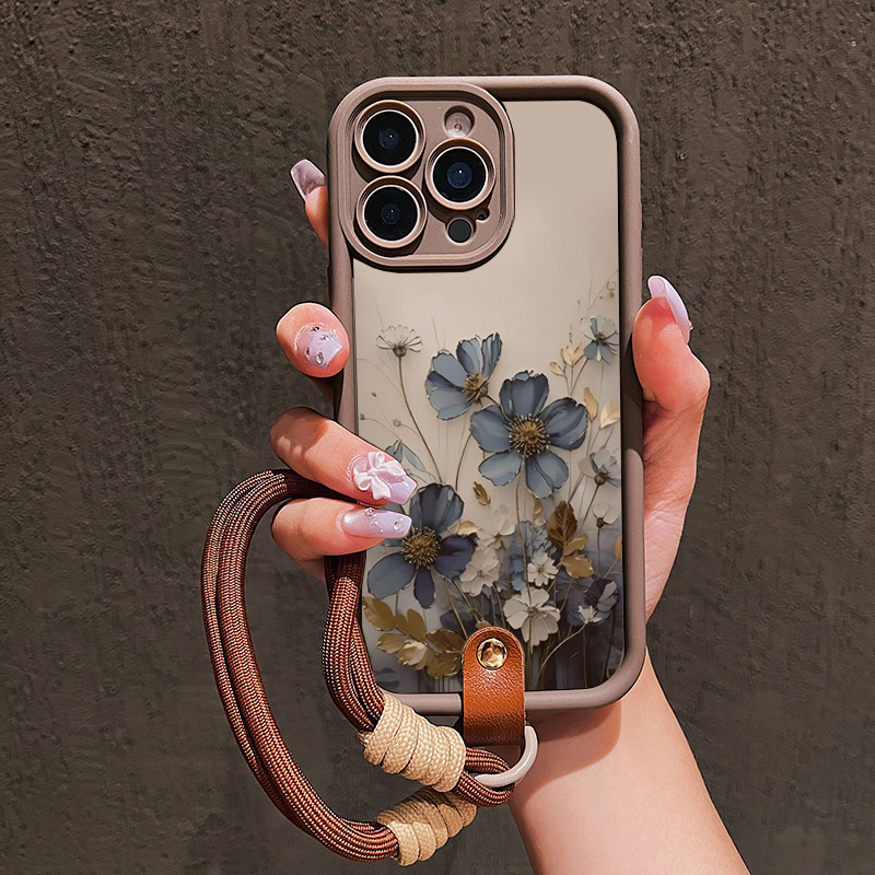 Lanyard Phone Strap - 블루 플라워 랜야드 스트랩 로프 폰
