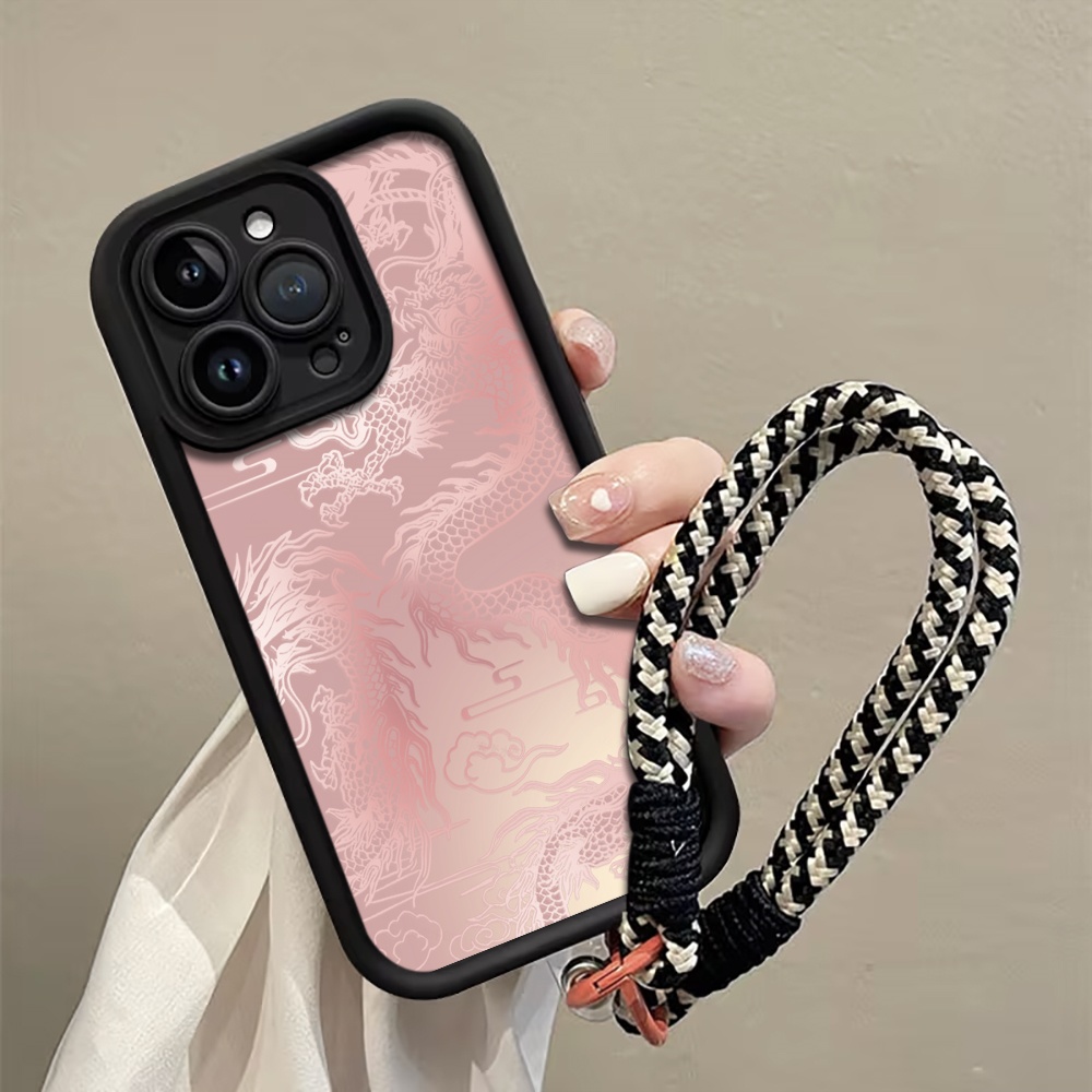 Lanyard Phone Strap - 흰색 드래곤 패턴 스트랩 로프 폰