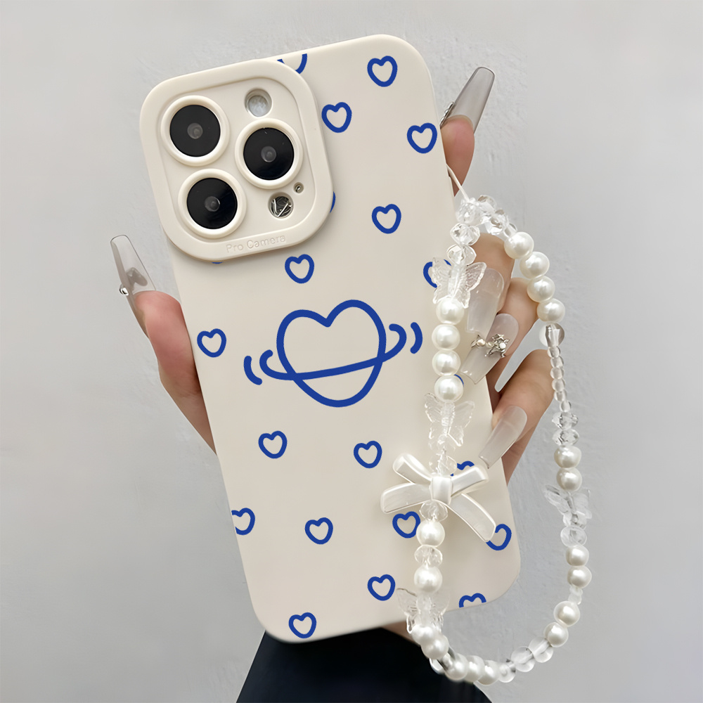 Lanyard Phone Strap - 블루 하트 폰 케이스 삼성 갤럭시