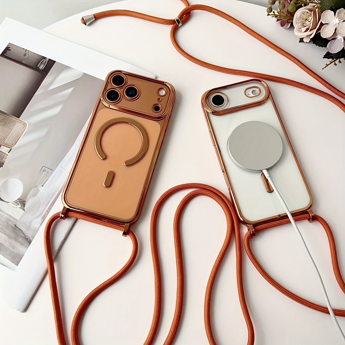 럭셔리 목걸이 줄 랜야드 도금 마그네틱 클리어 폰 케이 - Lanyard Phone Strap 리뷰 및 가격