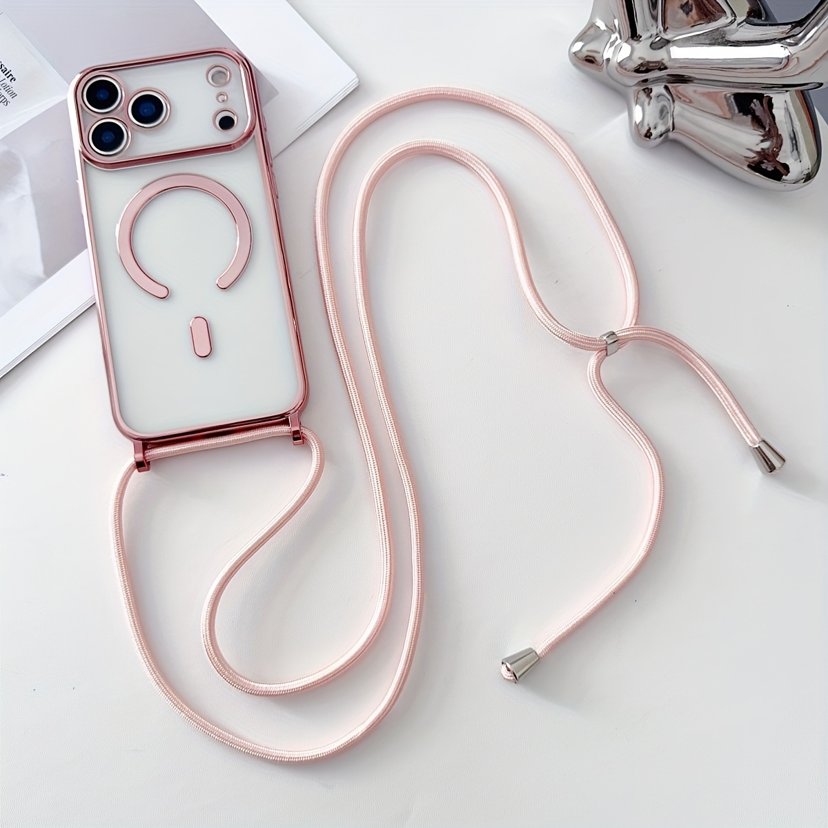 럭셔리 목걸이 줄 랜야드 도금 마그네틱 클리어 폰 케이 - Lanyard Phone Strap 리뷰 및 가격