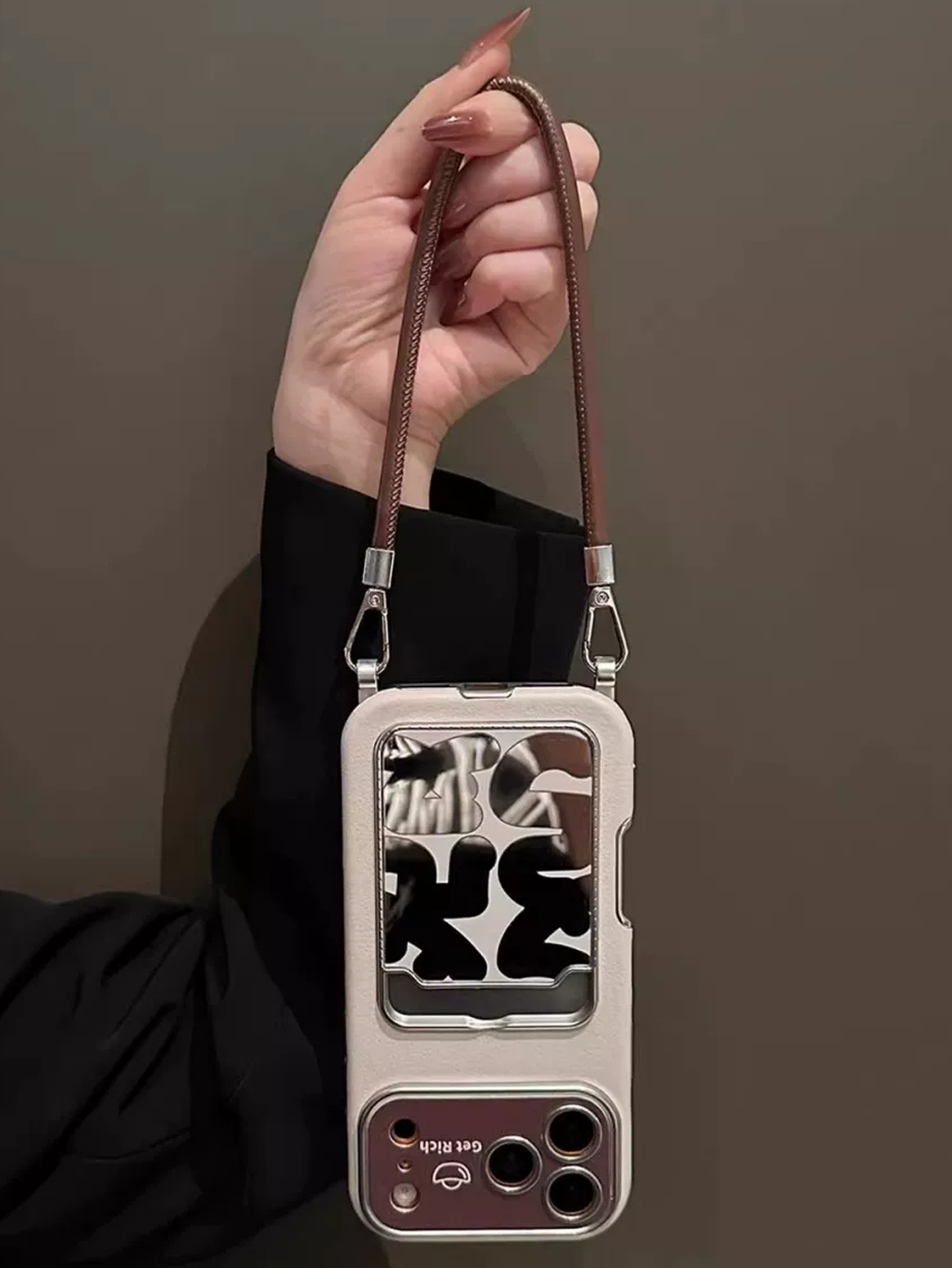 고급 가죽 미러 카드 홀더 손목 스트랩 폰 케이스 (아 - Phone Accessories Case 리뷰 및 가격