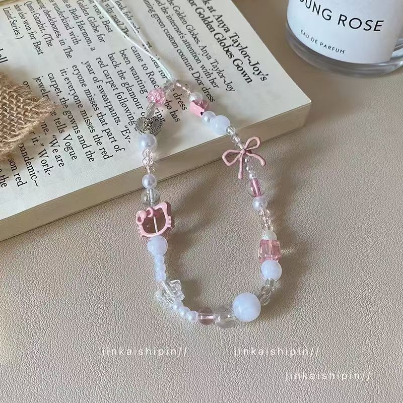 렌디 Y2K 핑크 리본 키티 비즈 폰 스트랩, 투명 멀 - Phone Accessories For Teens 리뷰 및 가격