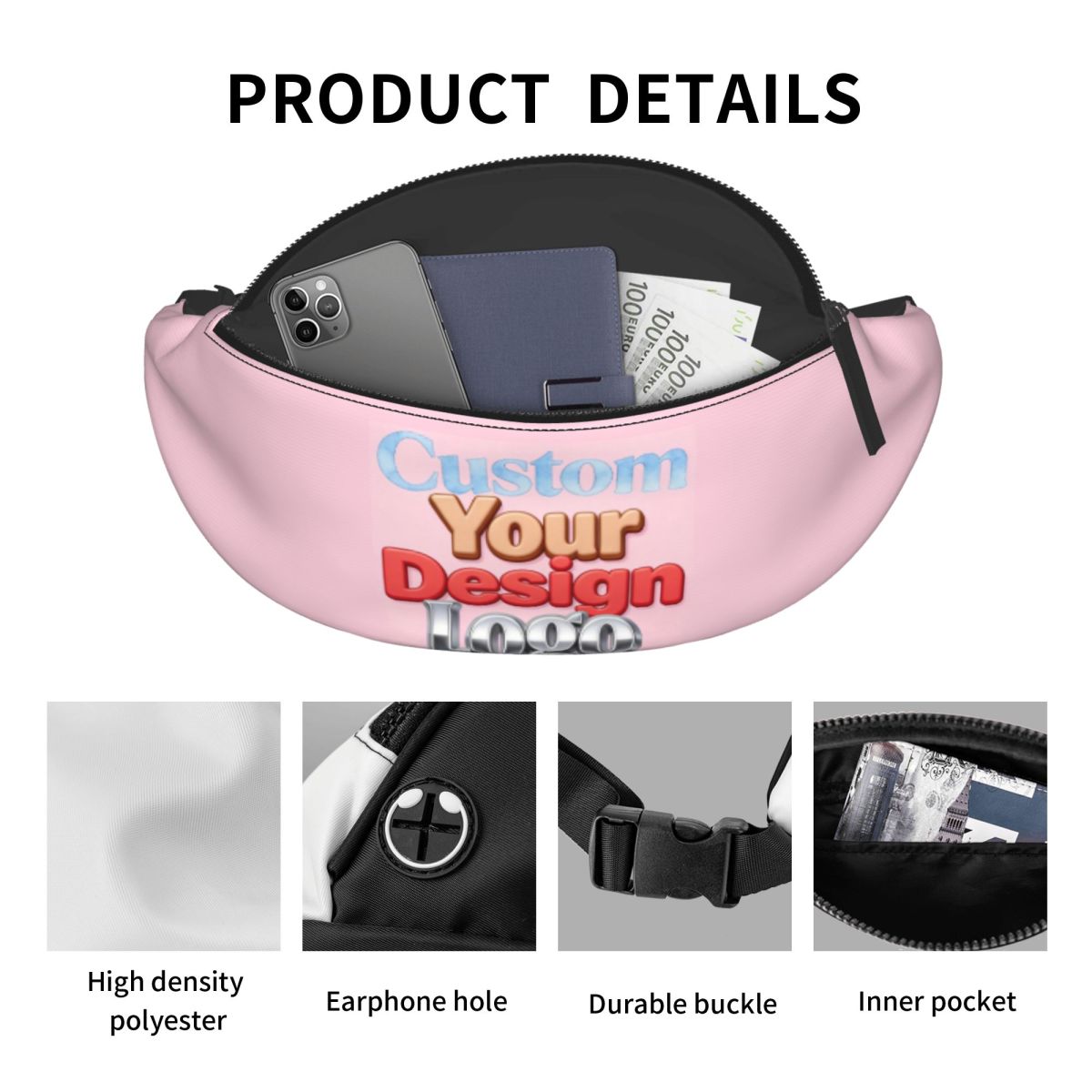 맞춤 디자인 로고 패니 팩 여성 남성 여행용 휴대폰 돈 - Phone Accessories Logo Design 리뷰 및 가격