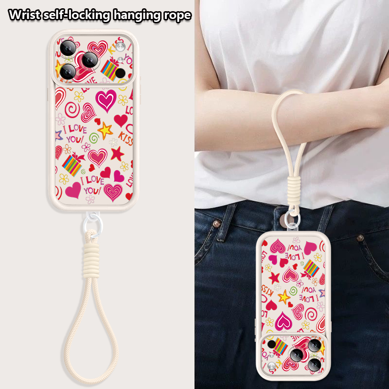 러브 하트 패턴 스트랩 케이스 아이폰 17 프로 맥스  - Lanyard Phone Strap 리뷰 및 가격