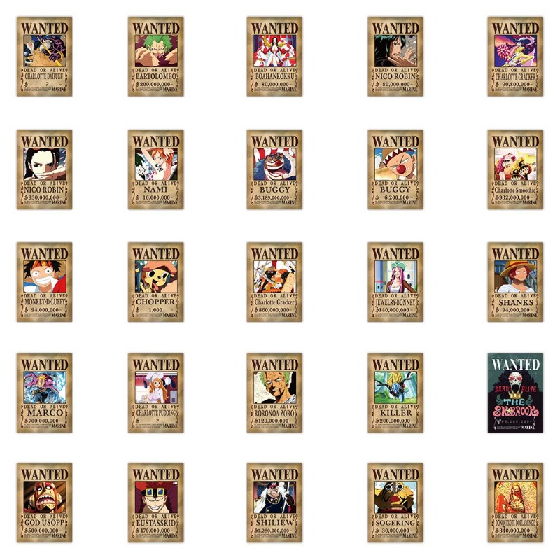 56개 원피스 수배 포스터 스티커 세트, 레트로 애니메 - Phone Accessories Poster 리뷰 및 가격