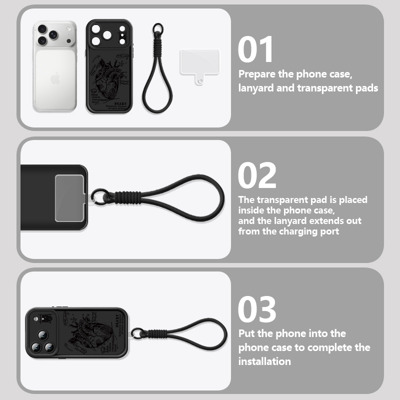 창의적인 하트 모델 패턴 랜야드 폰 케이스 아이폰 17 - Lanyard Phone Strap 리뷰 및 가격